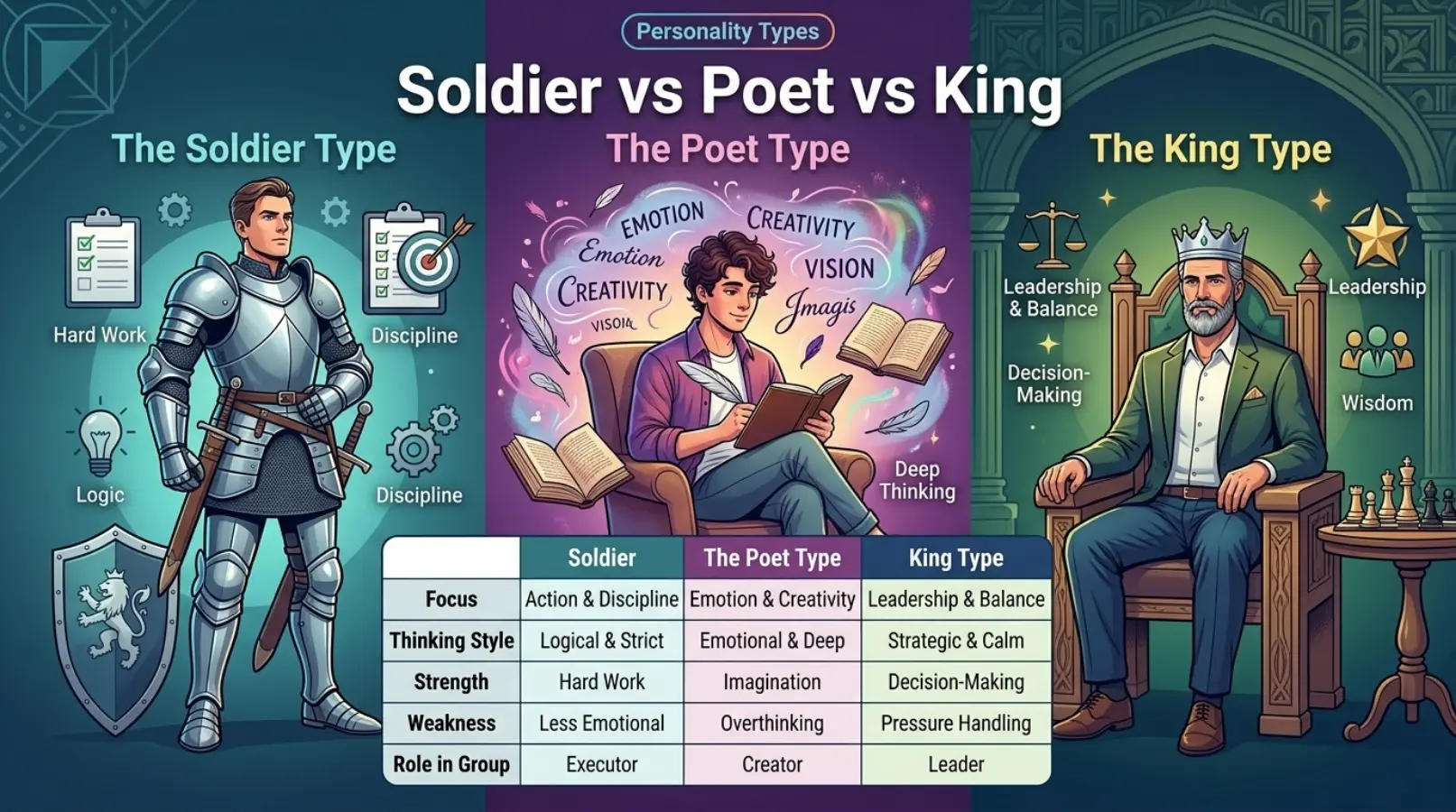 Comparison Table: Soldier vs Poet vs King