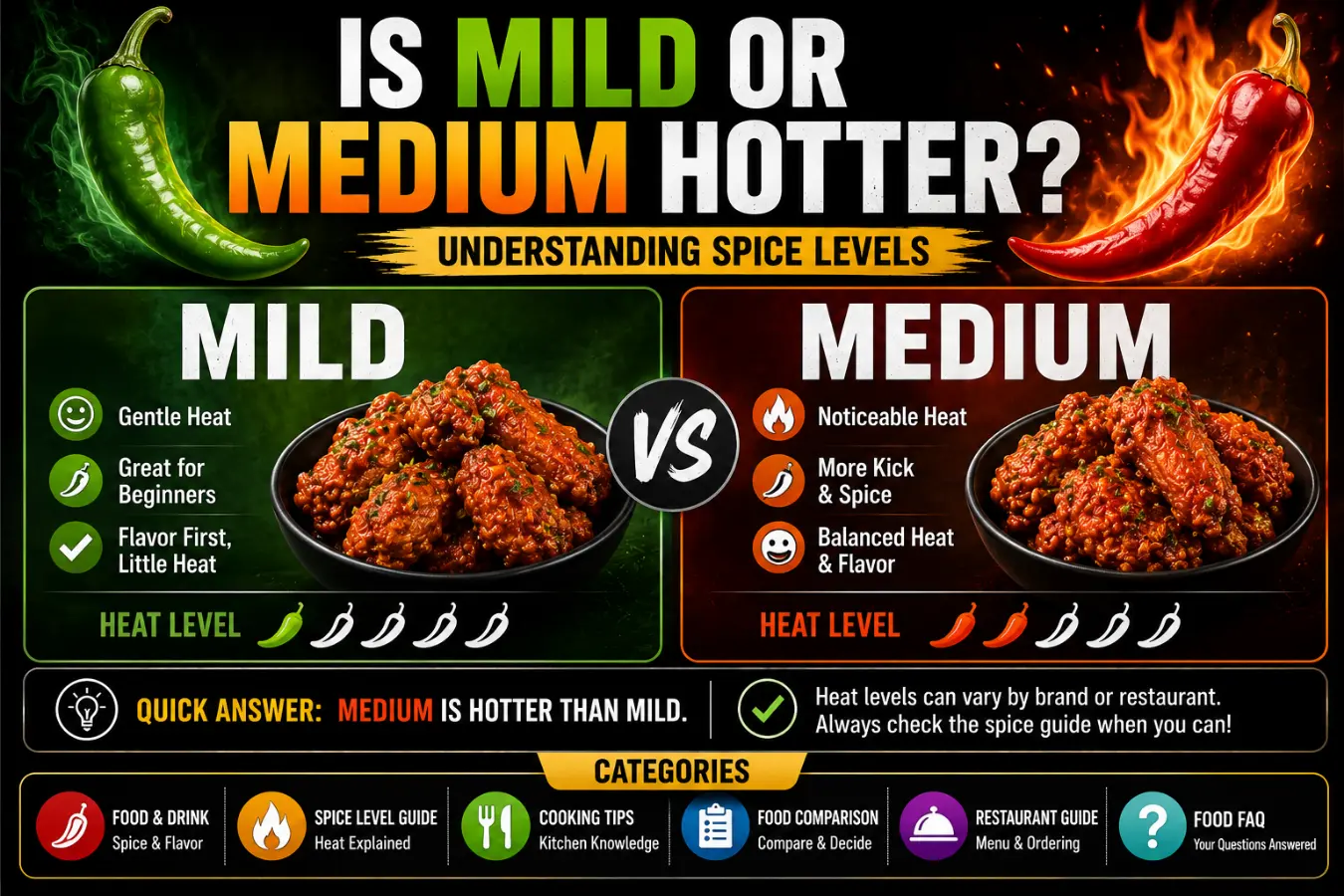 is mild or medium hotter