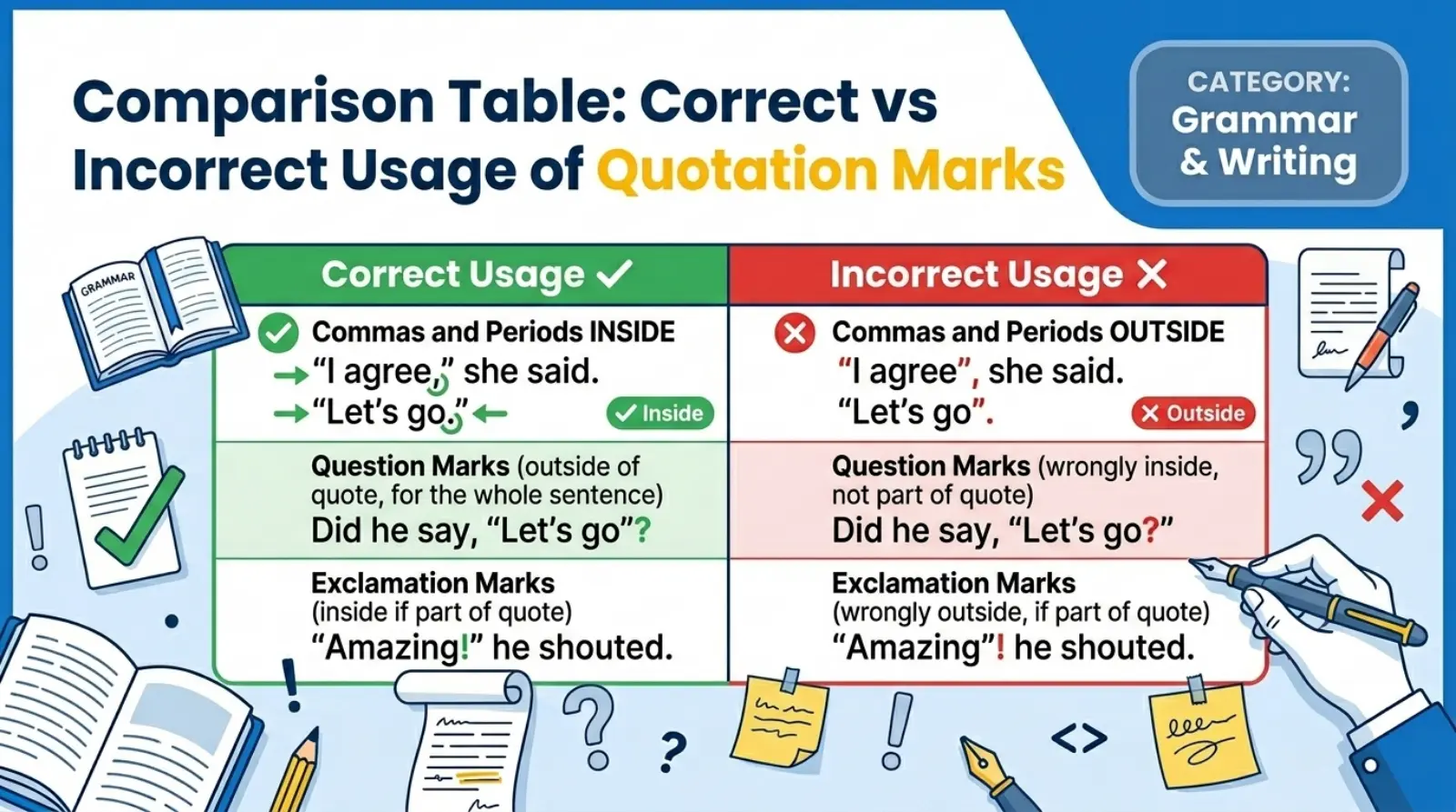Comparison Table: Correct vs Incorrect Usage