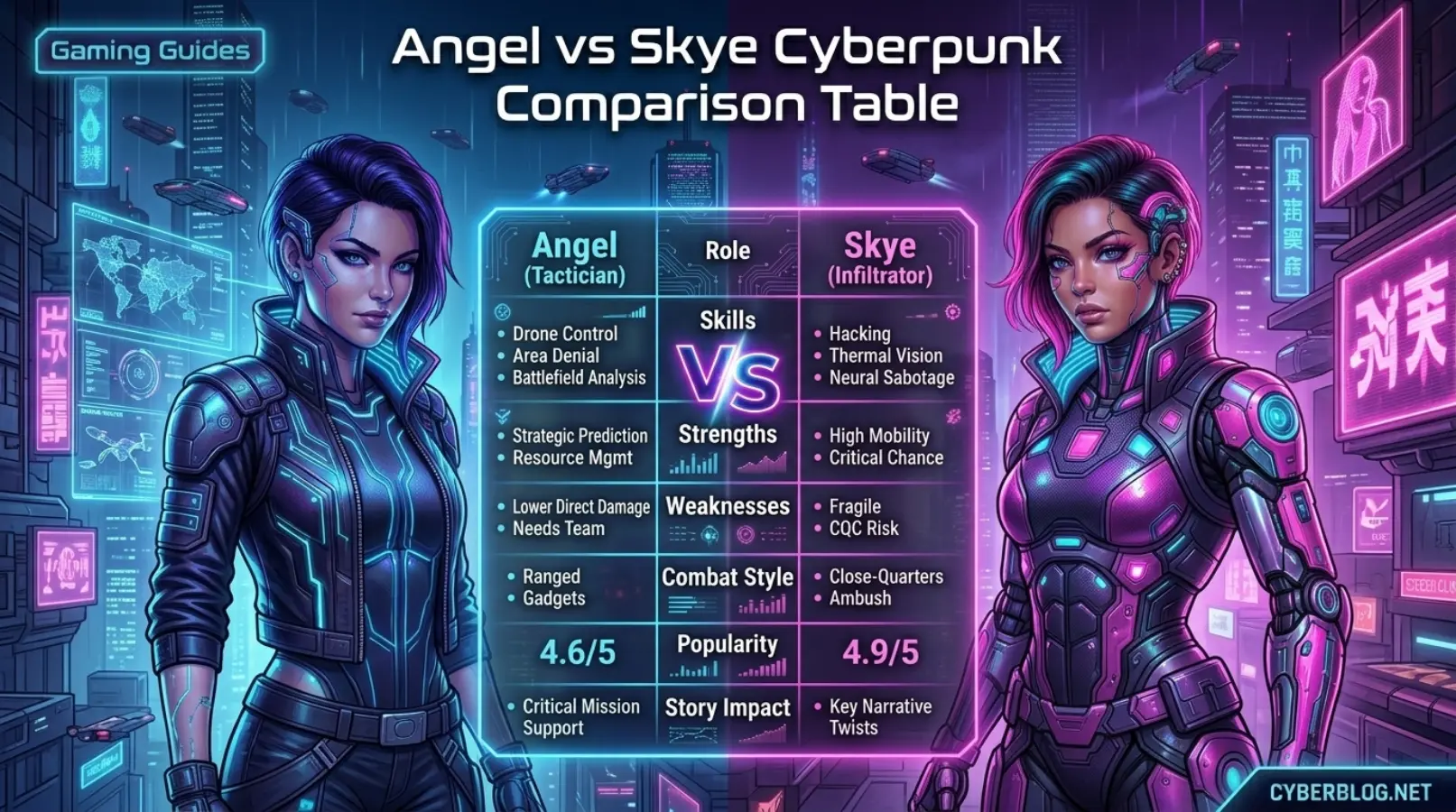 Angel vs Skye Cyberpunk Comparison Table
