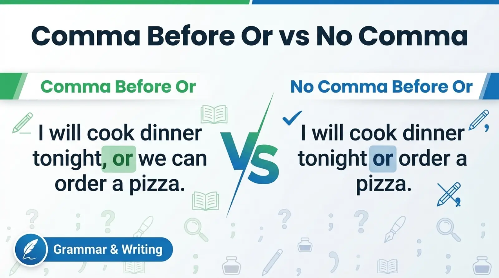 Comma Before Or vs No Comma