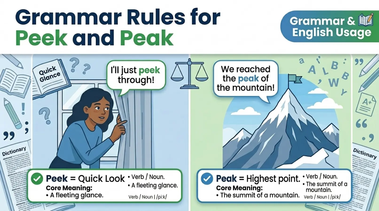 Grammar Rules for Peek and Peak