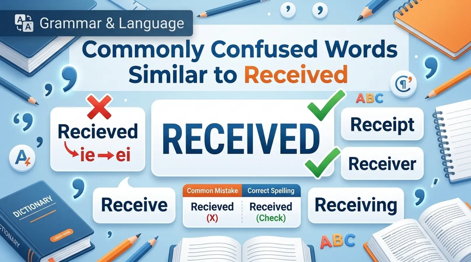 Commonly Confused Words Similar to Received