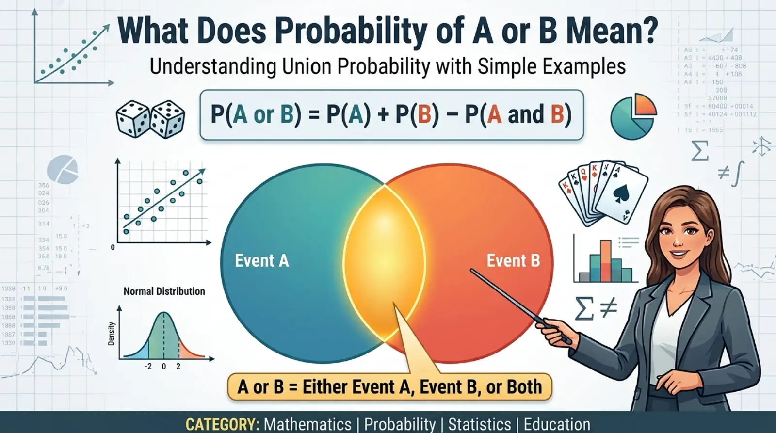 What Does Probability of a or b Mean?