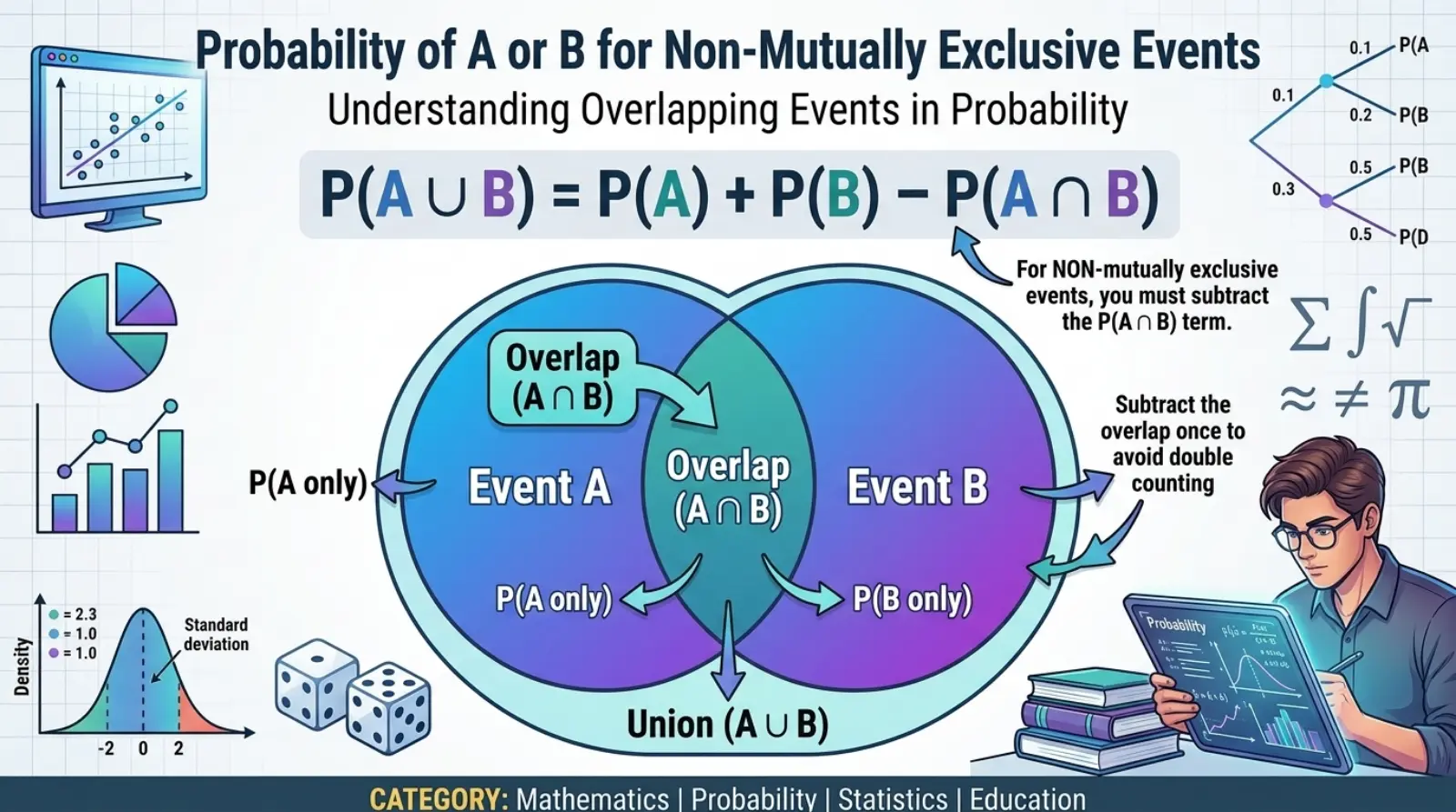 Probability of a or b for Non-Mutually Exclusive Events