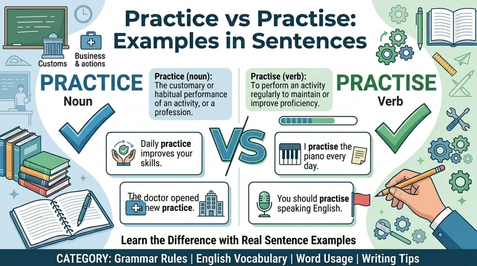 Practice vs Practise Examples in Sentences