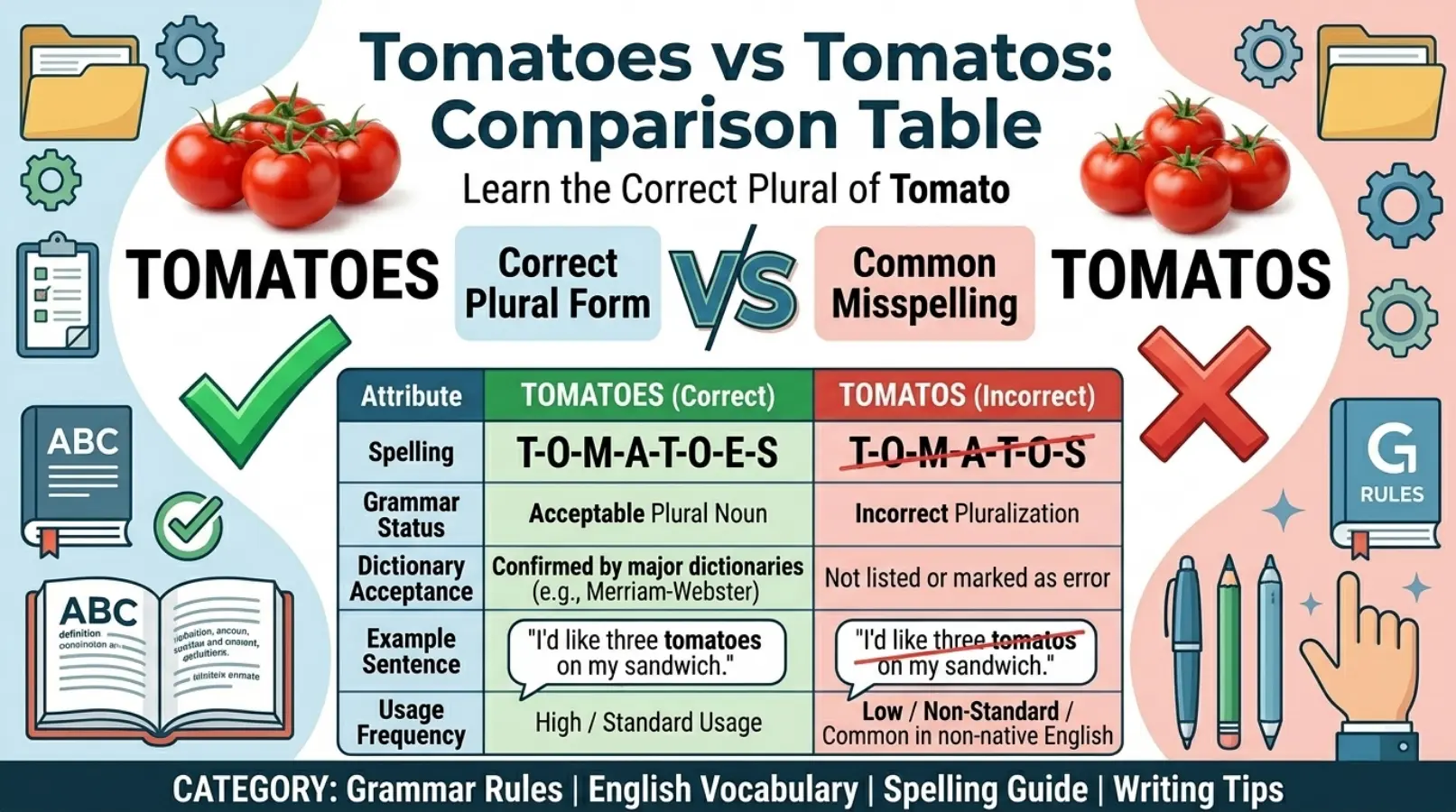 Tomatoes vs Tomatos: Comparison Table