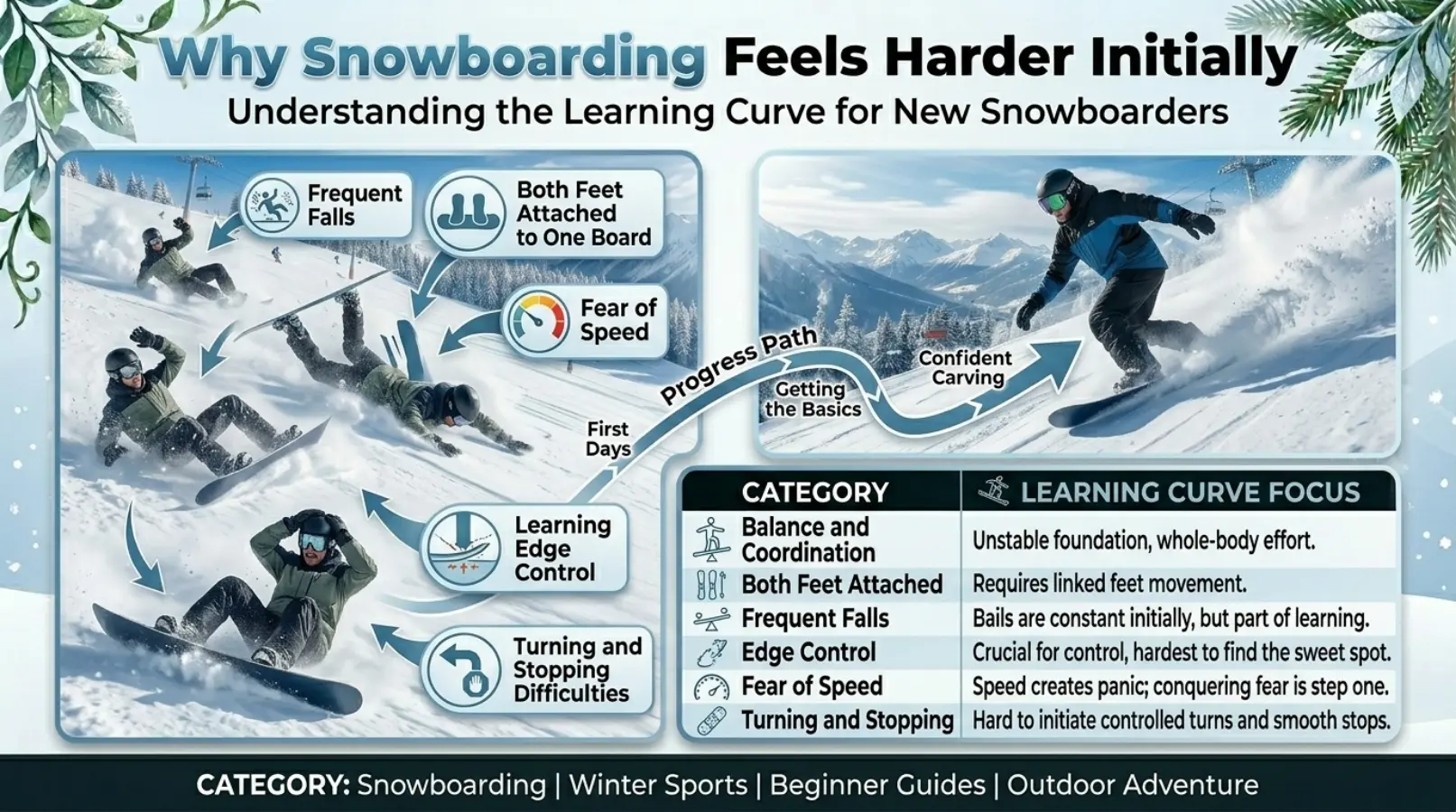 Why Snowboarding Feels Harder Initially