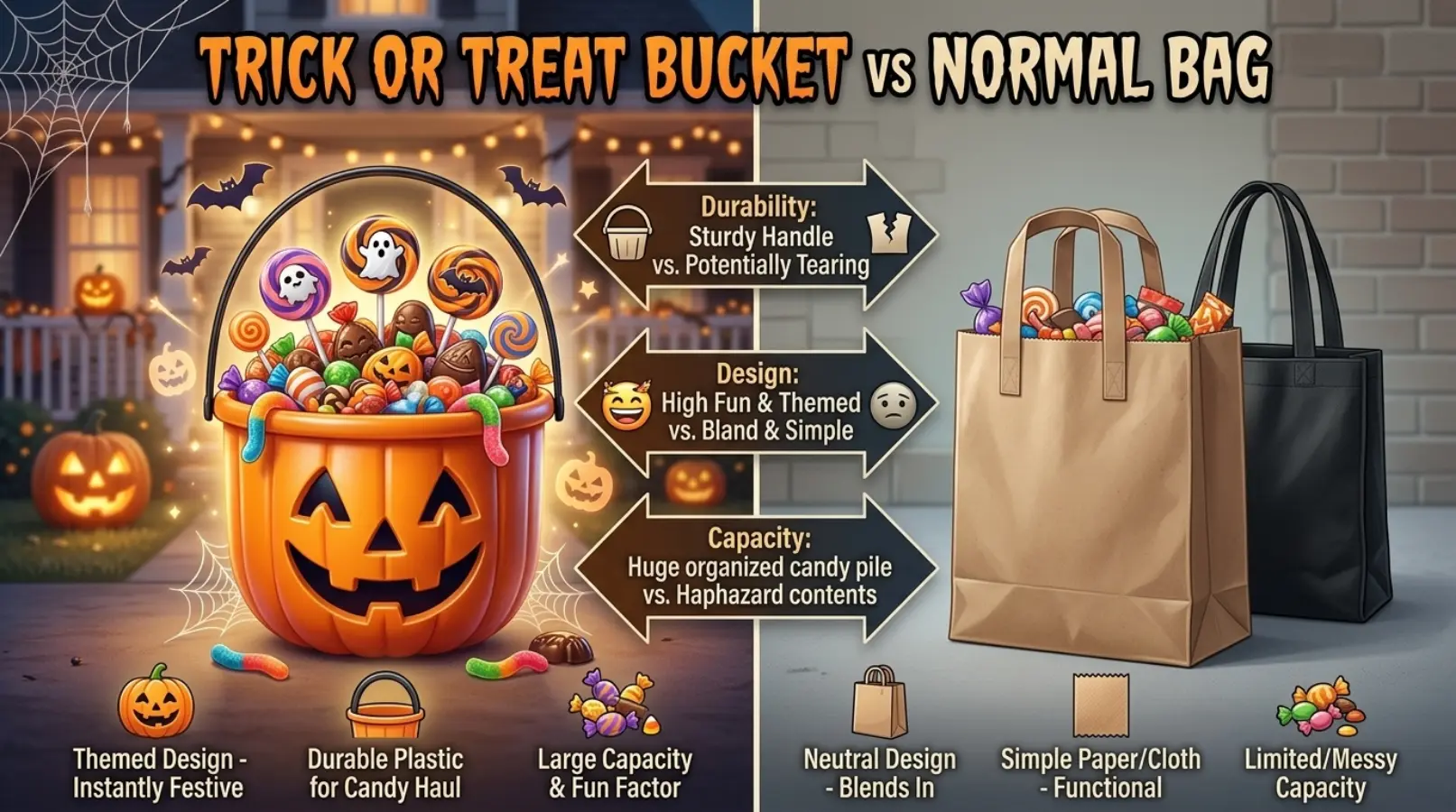 Trick or Treat Bucket vs Normal Bag