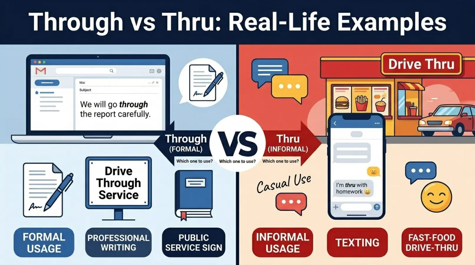 Real-Life Examples of Through vs Thru