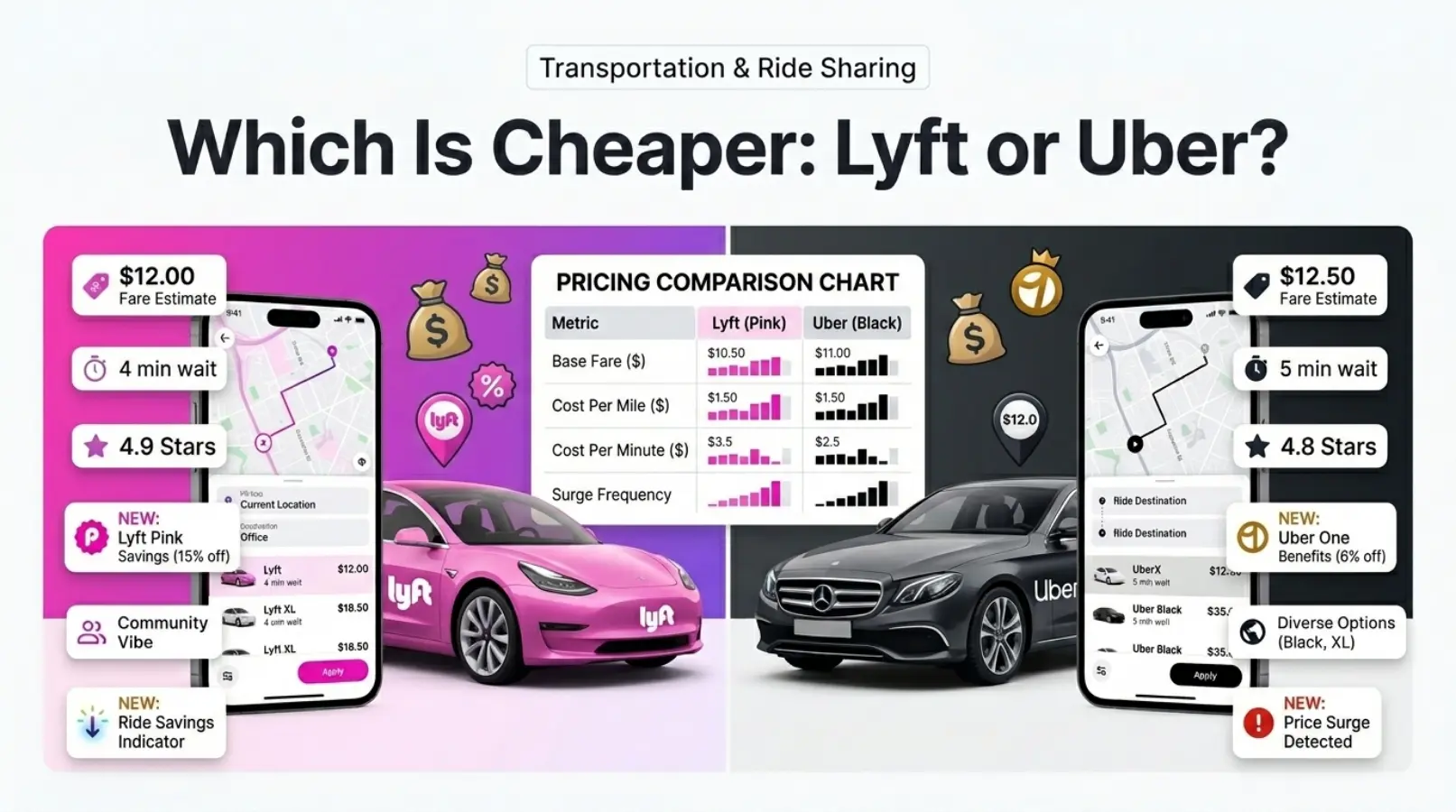 Pricing: Which Is Cheaper, Lyft or Uber?