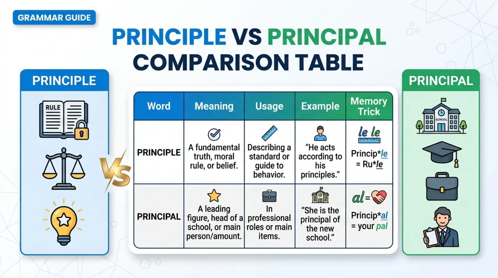 Principle vs Principal Comparison Table