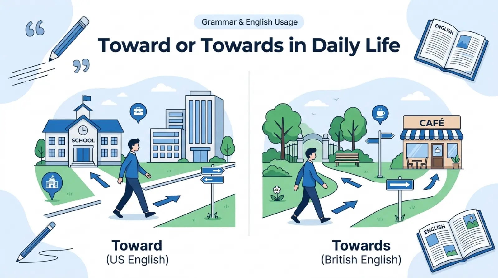 Toward or Towards in Daily Life