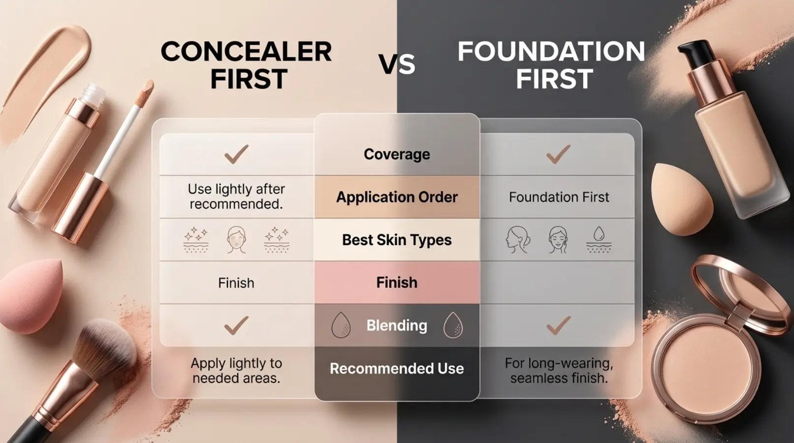 Concealer First vs Foundation First: Comparison Table