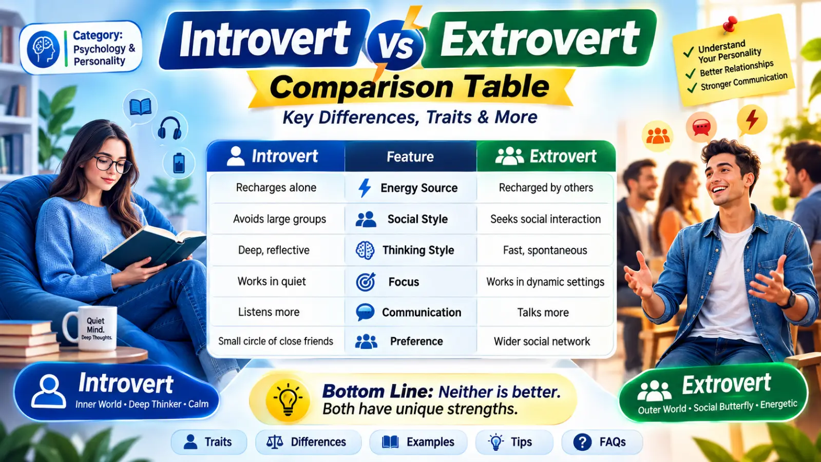 Introvert vs Extrovert Comparison Table
